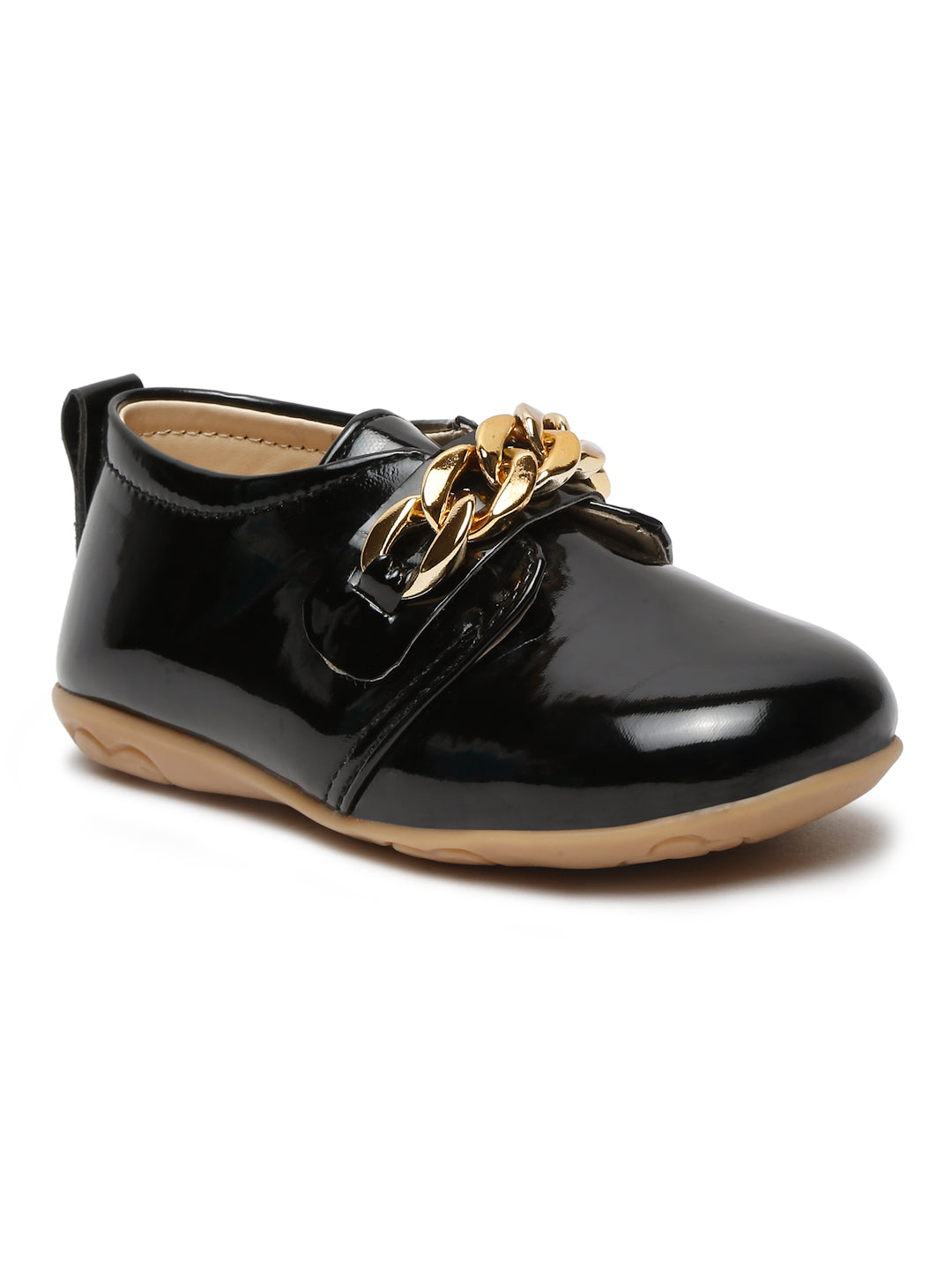 Tiny Bugs Girls Chain Embellished Ballerinas - Black