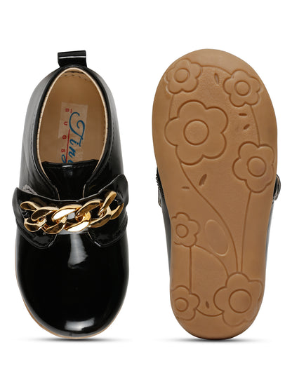 Tiny Bugs Girls Chain Embellished Ballerinas - Black