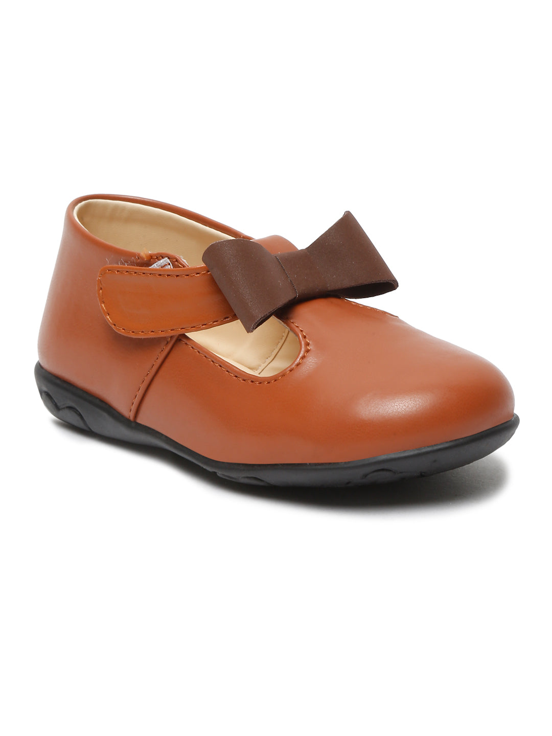 Tiny Bugs Girls Bow Embellished Ballerians - Brown