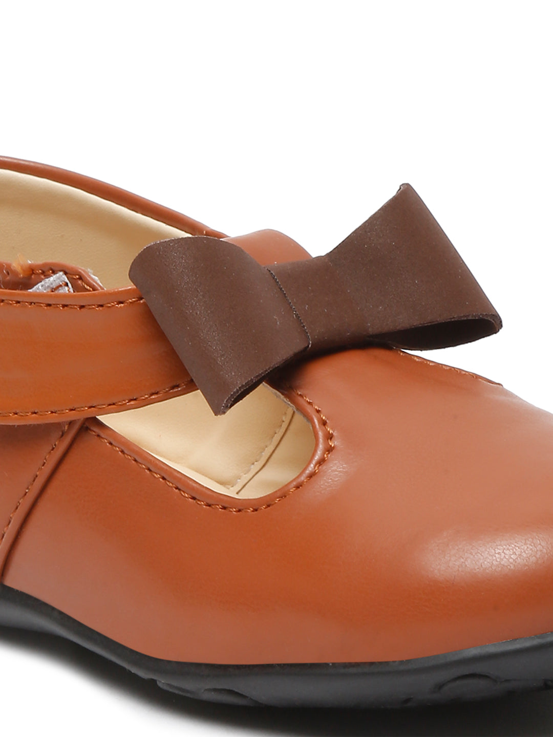 Tiny Bugs Girls Bow Embellished Ballerians - Brown