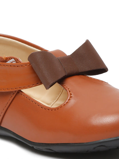 Tiny Bugs Girls Bow Embellished Ballerians - Brown
