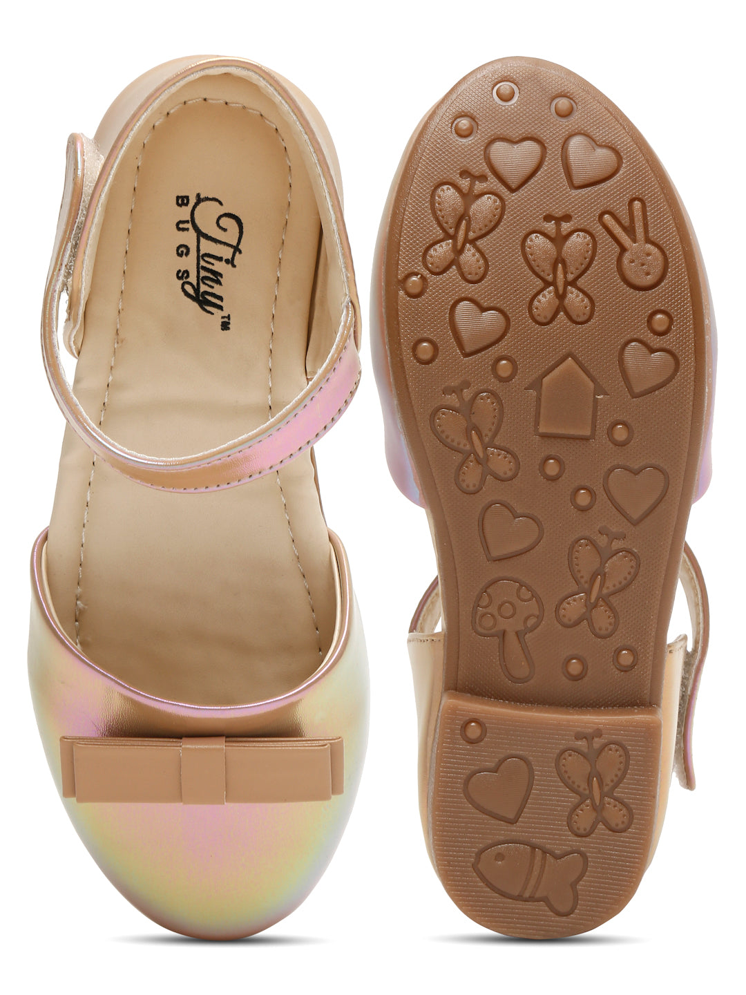 Tiny Bugs Girls Party Wear  Ballerinas - Pinkish Gold