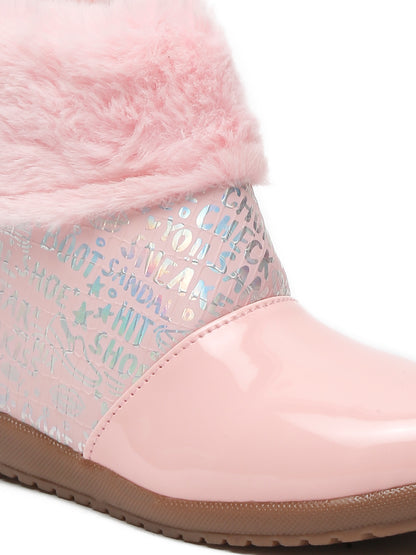 Tiny Bugs Girls Party Wear Fur Boots