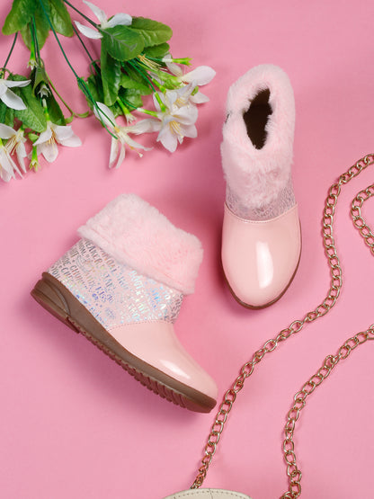Tiny Bugs Girls Party Wear Fur Boots