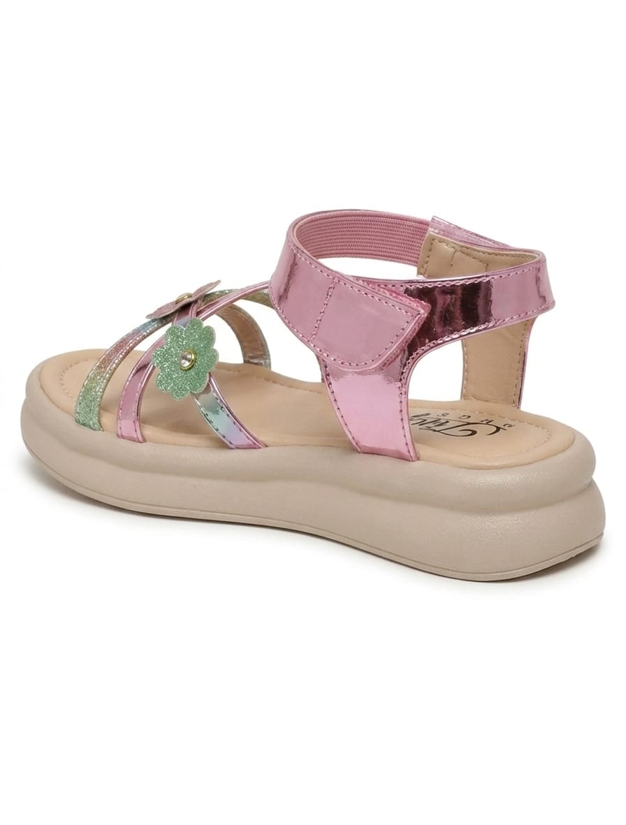 Ting Bugs Girls Flowral Embellished Sandal - Multi