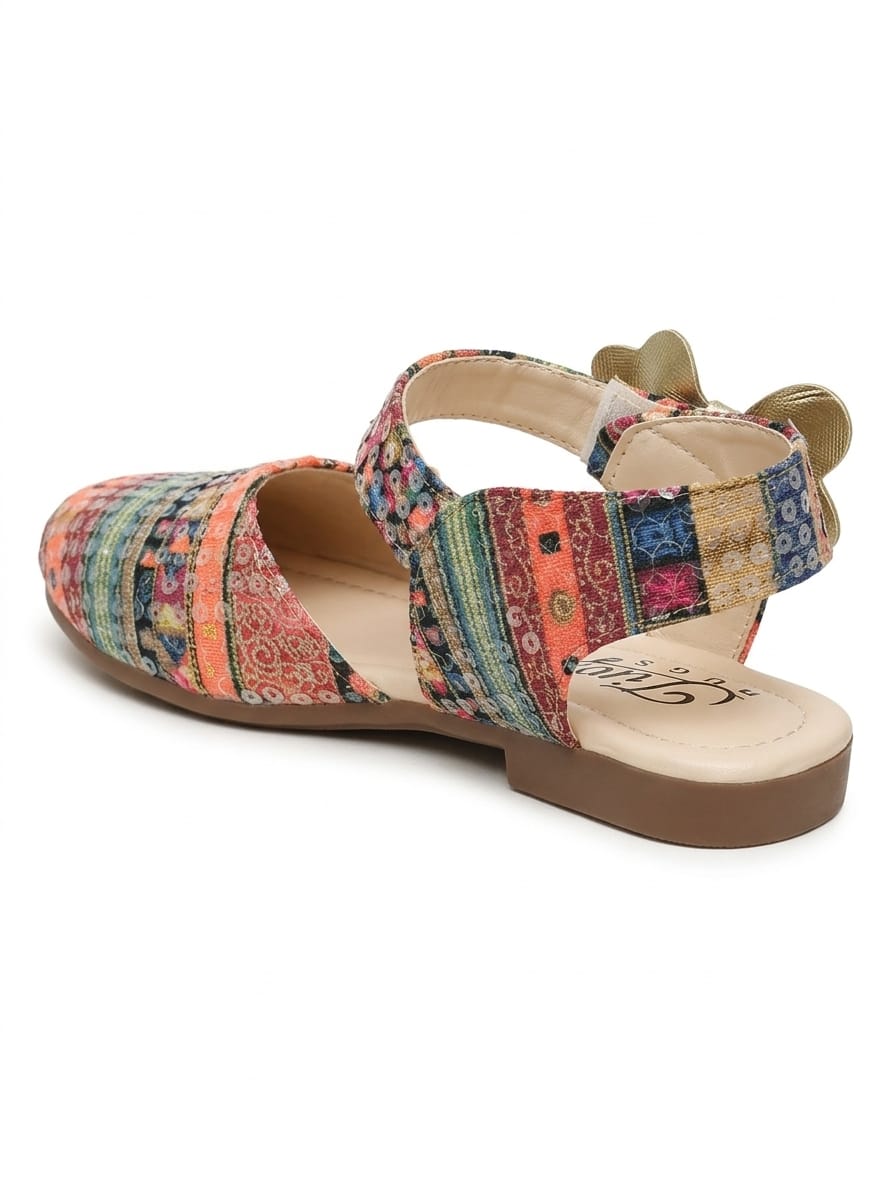 Tiny Bugs Girls Party Wear Sequence Ballerinas Multi Color