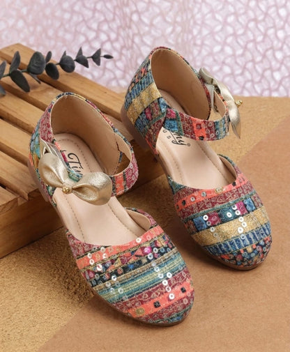 Tiny Bugs Girls Party Wear Sequence Ballerinas Multi Color