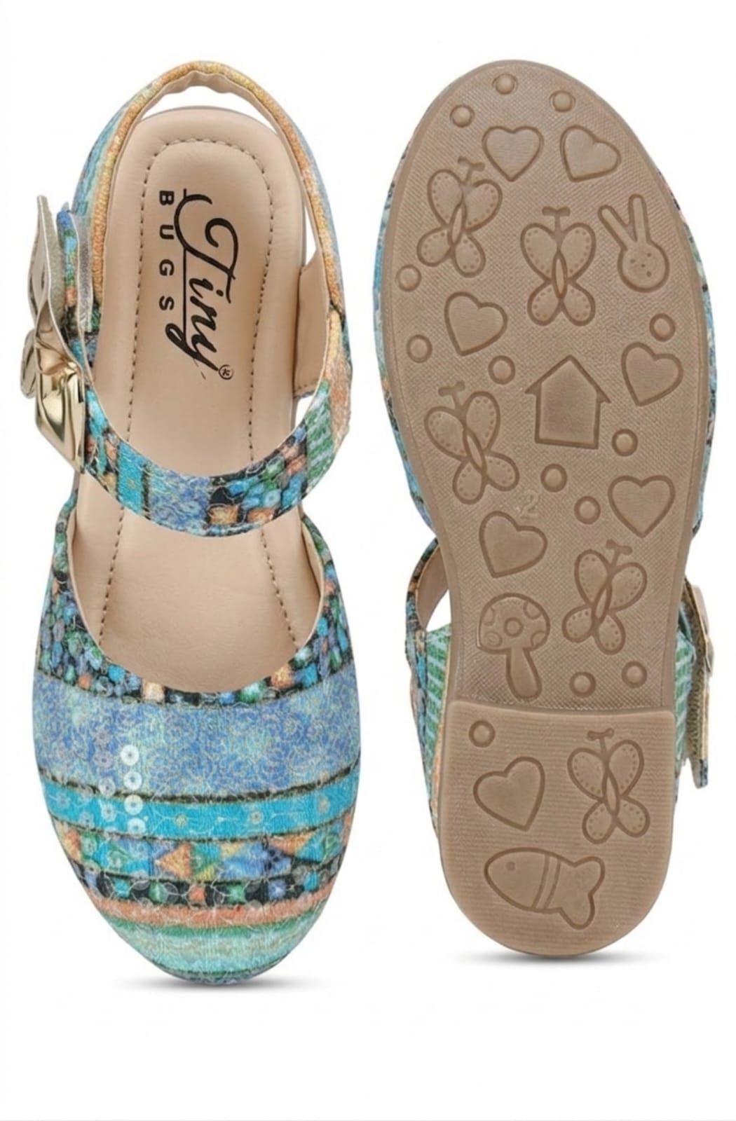 Tiny Bugs Girls Sequncse Back Open Ballerinas - Multi
