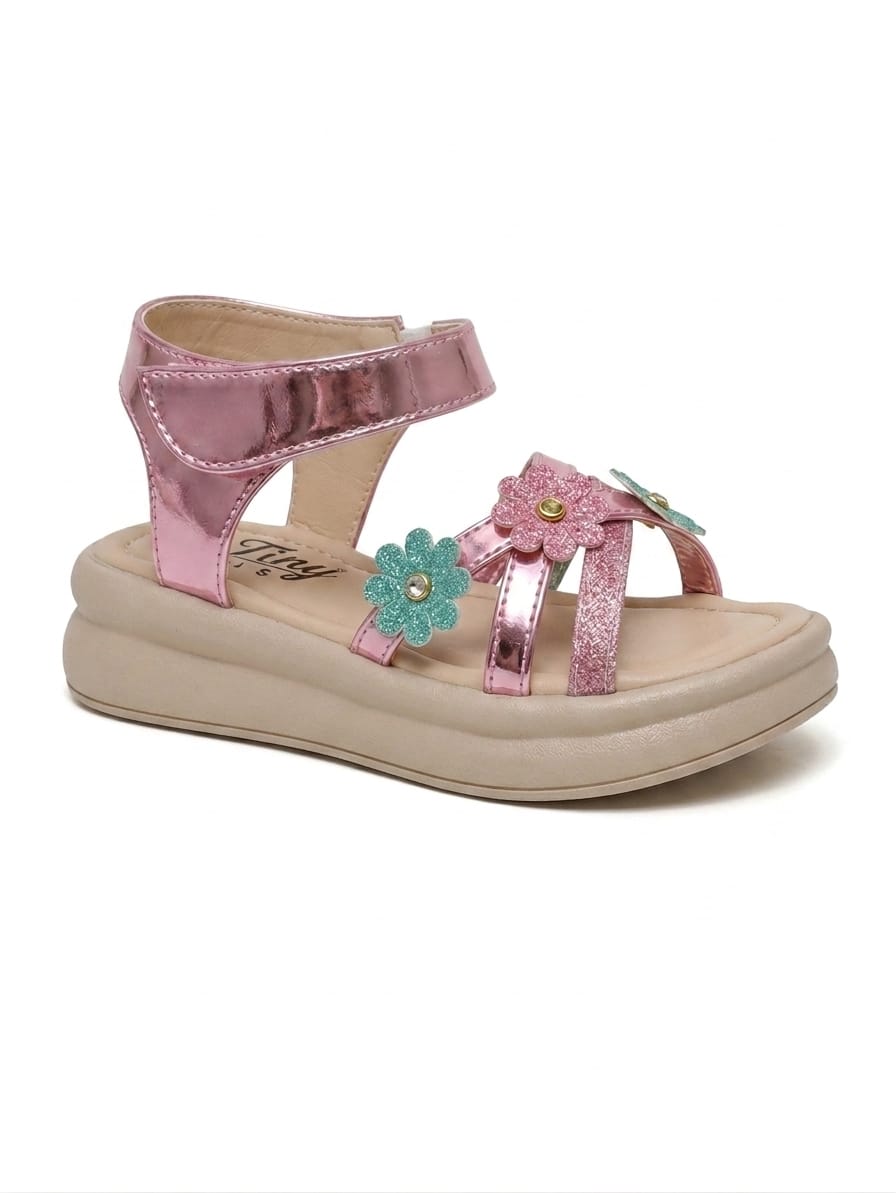 Ting Bugs Girls Flowral Embellished Sandal - Multi