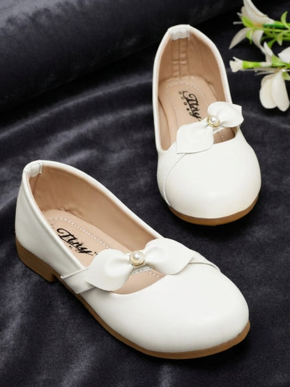 Tiny Bugs Party wear Embellished Ballerinas - White