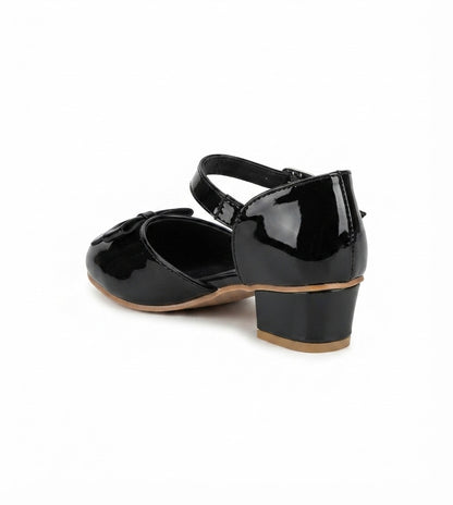 Tiny Bugs Bow Applique Party Wear Ballerinas - Black