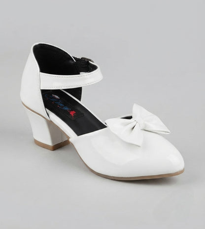 Tiny Bugs  Bow Applique Party Wear Ballerinas - White