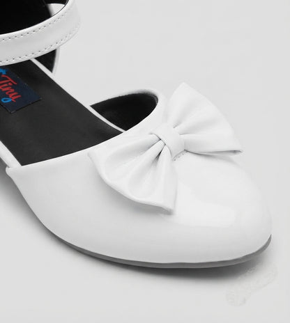 Tiny Bugs  Bow Applique Party Wear Ballerinas - White